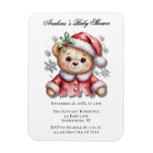 Schattige Kerstbeer en Sneeuwvlokken Baby Shower