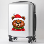 Schattige Kerstbeer Met Kerstman Hoed Sticker (Koffer)