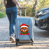 Schattige Kerstbeer Met Kerstman Hoed Sticker (Koffer Insitu)