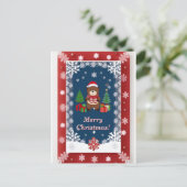 ❄️ Schattige Kerstbeer Sneeuw Kader 🎄 Feestelijk Briefkaart (Staand voorkant)