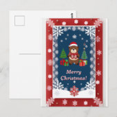 ❄️ Schattige Kerstbeer Sneeuw Kader 🎄 Feestelijk Briefkaart (Voorkant / Achterkant)