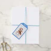 Schattige kerstbekendheid in Santa Hat Snowflakes Cadeaulabel (Met Touw)