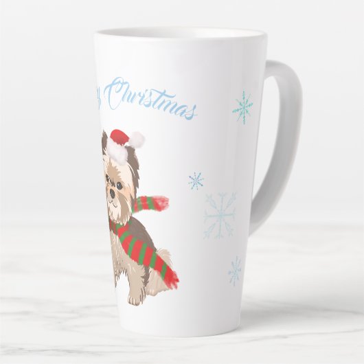 Schattige kerstbekendheid in Santa Hat Snowflakes Latte Mok (Rechterhoek)