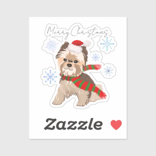 Schattige kerstbekendheid in Santa Hat Snowflakes Sticker (Vel)