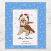 Schattige kerstbekendheid in Santa Hat Snowflakes Wijn Etiket (Enkel label)