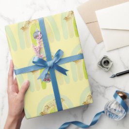 Schattige Kerstbel Lijntekening Cadeaupapier