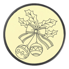Schattige Kerstbel Lijntekening Hockey Puck
