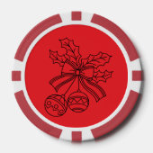 Schattige Kerstbel Lijntekening Poker Chips (Voorkant)