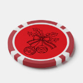 Schattige Kerstbel Lijntekening Poker Chips (Enkel)