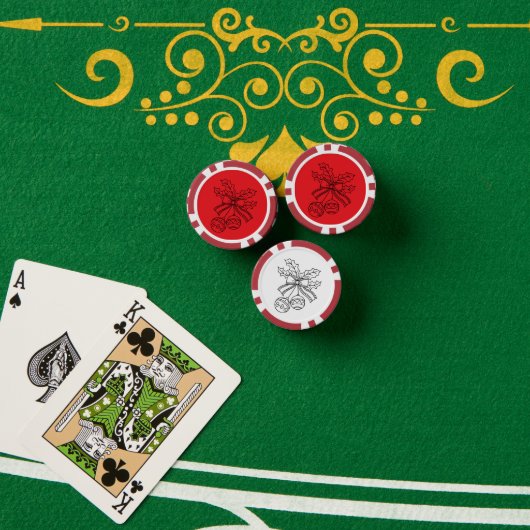 Schattige Kerstbel Lijntekening Poker Chips (Pokertafel (Stack))
