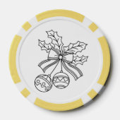 Schattige Kerstbel Lijntekening Poker Chips (Achterkant)