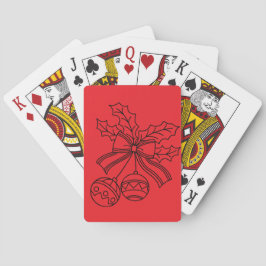 Schattige Kerstbel Lijntekening Pokerkaarten