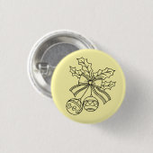 Schattige Kerstbel Lijntekening Ronde Button 3,2 Cm (Voorkant /achterkant)