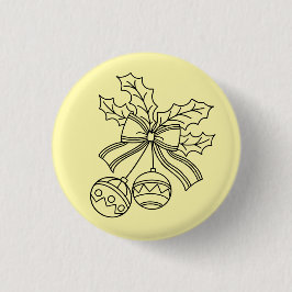 Schattige Kerstbel Lijntekening Ronde Button 3,2 Cm