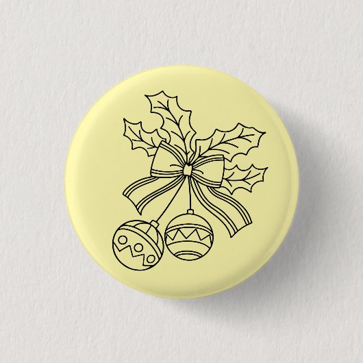 Schattige Kerstbel Lijntekening Ronde Button 3,2 Cm (Voorkant)