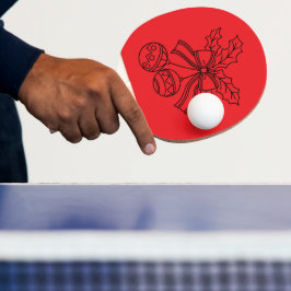 Schattige Kerstbel Lijntekening Tafeltennisbatje