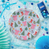 Schattige kerstblauw papieren bordje (Feest)