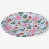 Schattige kerstblauw papieren bordje (Gekanteld)