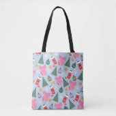 Schattige kerstblauw tote bag (Voorkant)