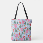 Schattige kerstblauw tote bag (Achterkant)