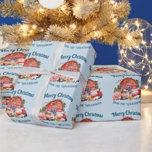 Schattige Kerstboerderijdieren op Lichtblauw Cadeaupapier