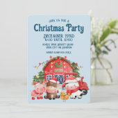 Schattige Kerstboerderijdieren op Lichtblauw Kaart (Staand voorkant)