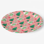 Schattige kerstbomen, kousen, sterrenpatroon papieren bordje (Gekanteld)