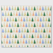 Schattige Kerstbomen Rood Groen Boho  Cadeaupapier (Vlak)