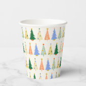 Schattige Kerstbomen Rood Groen Boho Papieren Bekers (Achterkant)