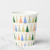 Schattige Kerstbomen Rood Groen Boho Papieren Bekers (Links)