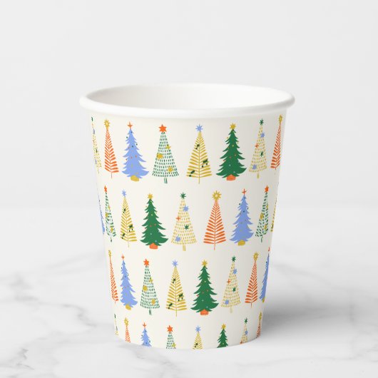 Schattige Kerstbomen Rood Groen Boho Papieren Bekers (Voorkant)