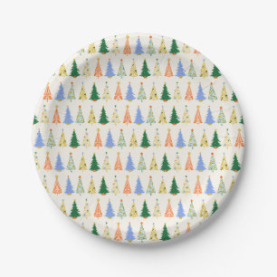 Schattige Kerstbomen Rood Groen Boho  Papieren Bordje