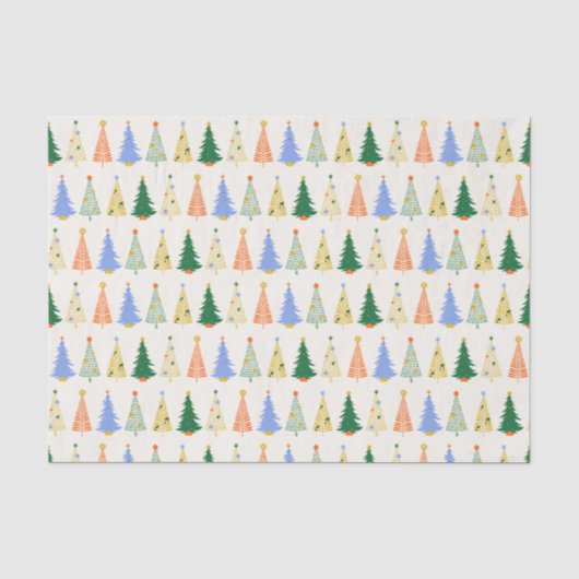 Schattige Kerstbomen Rood Groen Boho Tissuepapier (Voorkant)