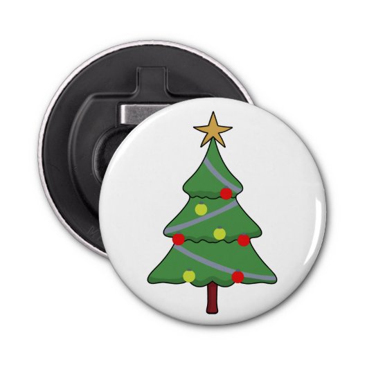 Schattige kerstboom button flesopener (Voorkant)