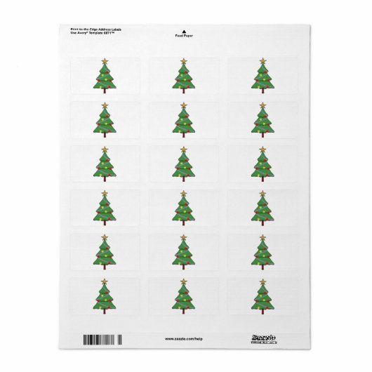 Schattige kerstboom etiket (Full Sheet)