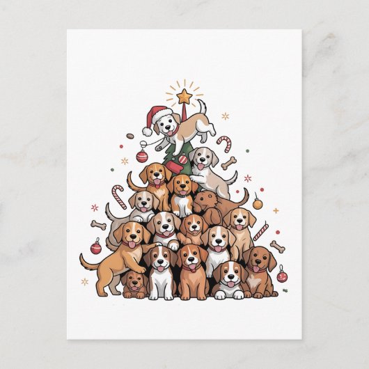 Schattige Kerstboom Hond Kerstboom Puppy Uitnodiging Briefkaart (Voorkant)