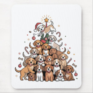 Schattige Kerstboom Hond Xmas Boom Puppy Muismat