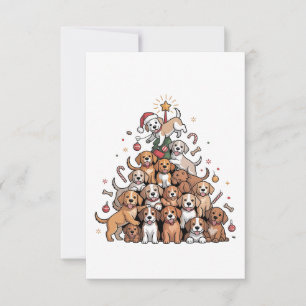 Schattige Kerstboom Hond Xmas Boom Puppy Notitiekaartje
