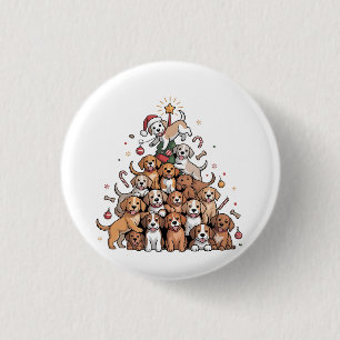 Schattige Kerstboom Hond Xmas Boom Puppy Ronde Button 3,2 Cm