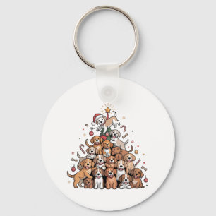 Schattige Kerstboom Hond Xmas Boom Puppy Sleutelhanger
