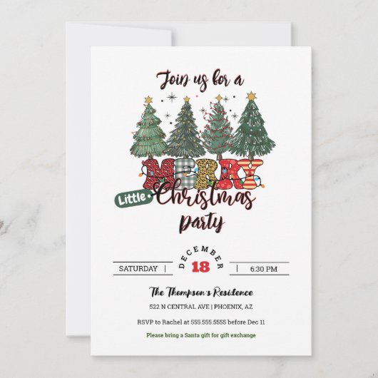 Schattige kerstboom klein vrolijk kerstfeest kaart (Voorkant)