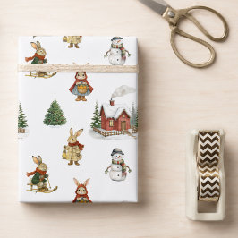 Schattige Kerstboom Konijn Vakantie Cadeaupapier