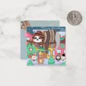 Schattige Kerstboom Luiaard Notitiekaartje (Voorkant / Achterkant in situ)