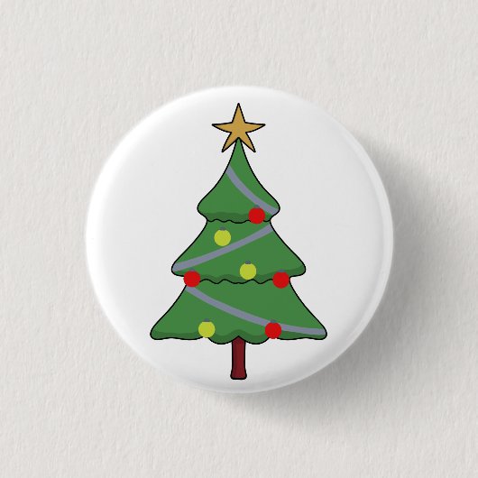 Schattige kerstboom ronde button 3,2 cm (Voorkant)