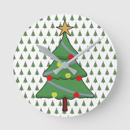 Schattige kerstboom ronde klok (Voorkant)