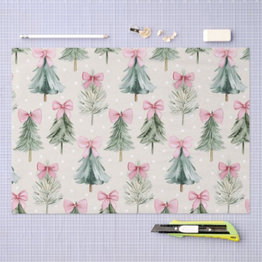 Schattige kerstboom roze strikpatroon tissuepapier (Craft)