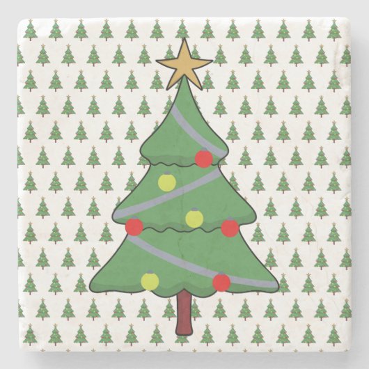 Schattige kerstboom stenen onderzetter (Voorkant)