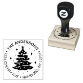 Schattige kerstboom vakantie retour adres rubberstempel (Gestempeld)