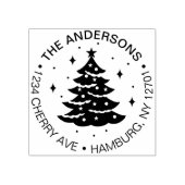Schattige kerstboom vakantie retour adres rubberstempel (Afrduk)