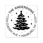 Schattige kerstboom vakantie retour adres  zelfinktende stempel (Design)